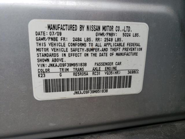 Photo 10 from auction – 2009 INFINITI EX35 BASE with VIN JNKAJ09F39M951838