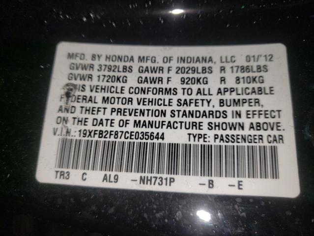 Photo 10 from auction – 2012 HONDA CIVIC EX with VIN 19XFB2F87CE035644
