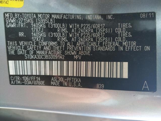 Photo 10 from auction – 2011 TOYOTA SIENNA with VIN 5TDKA3DC3BS009142