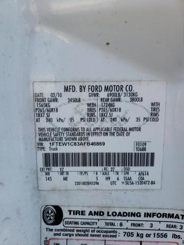 Photo 10 from auction – 2010 FORD F150 SUPER with VIN 1FTEW1C83AFB46869