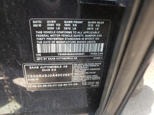Photo 10 from auction – 2010 SAAB 9-5 AERO with VIN YS3GR4BJ0A4002867