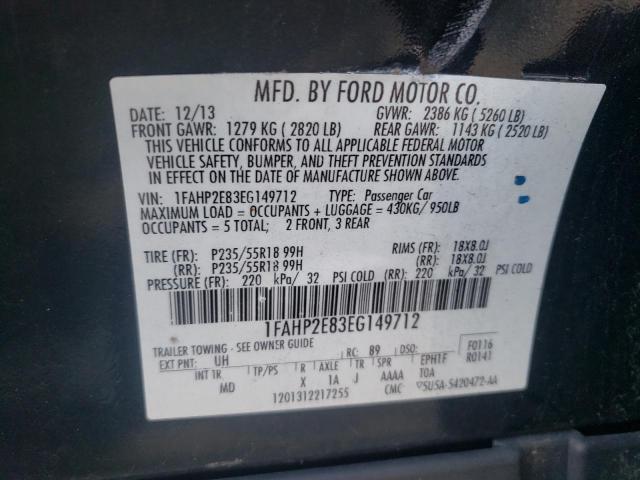 Photo 10 from auction – 2014 FORD TAURUS SEL with VIN 1FAHP2E83EG149712