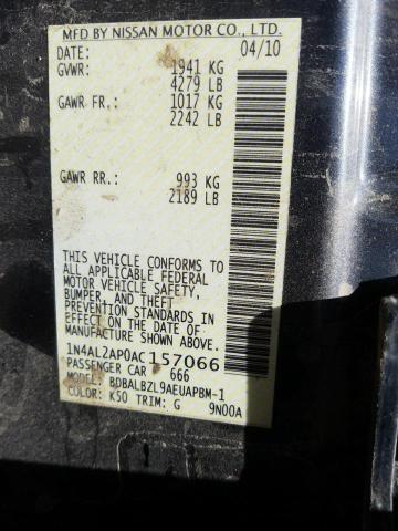 Photo 10 from auction – 2010 NISSAN ALTIMA BAS with VIN 1N4AL2AP0AC157066