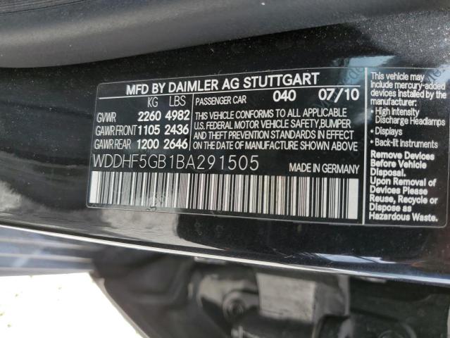 Photo 10 from auction – 2011 MERCEDES-BENZ E 350 with VIN WDDHF5GB1BA291505