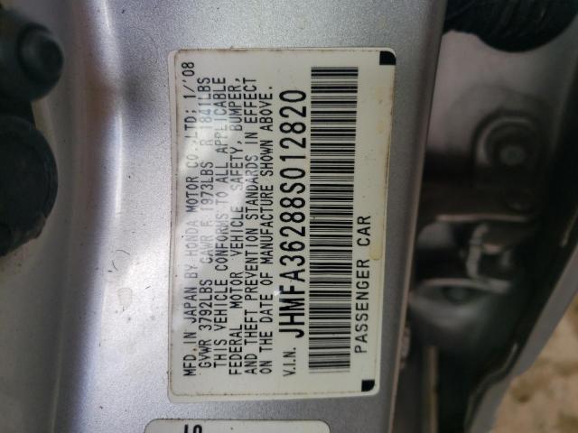 Photo 10 from auction – 2008 HONDA CIVIC HYBR with VIN JHMFA36288S012820