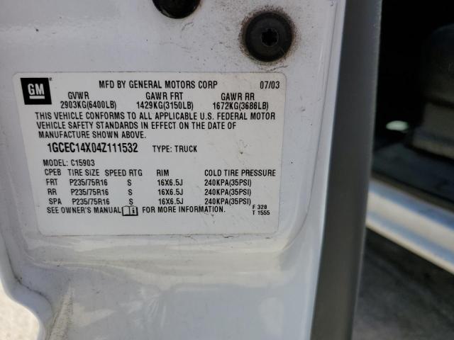 Photo 10 from auction – 2004 CHEVROLET SILVERADO with VIN 1GCEC14X04Z111532