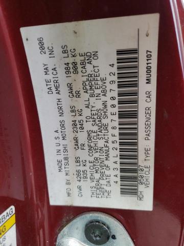 Photo 10 from auction – 2007 MITSUBISHI ECLIPSE SP with VIN 4A3AL25F87E007924