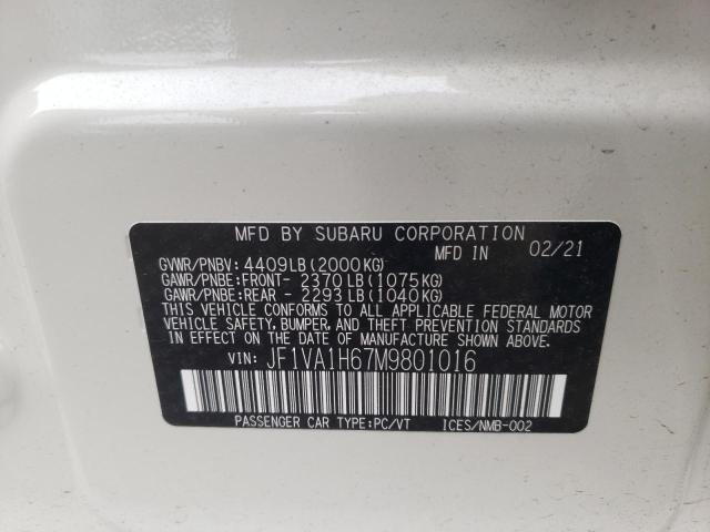 Photo 10 from auction – 2021 SUBARU WRX LIMITE with VIN JF1VA1H67M9801016