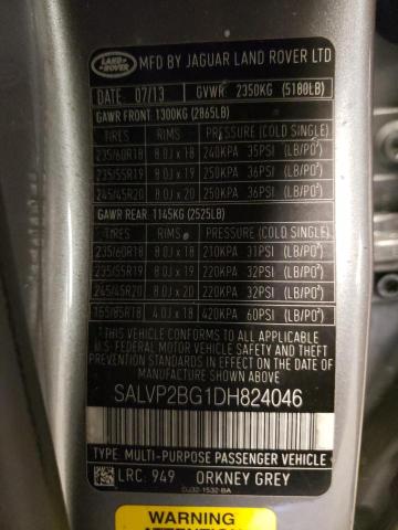 Photo 10 from auction – 2013 LAND ROVER RANGE ROVE with VIN SALVP2BG1DH824046