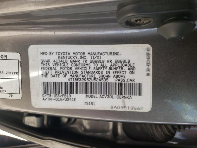 Photo 10 from auction – 2002 TOYOTA CAMRY LE with VIN 4T1BE32K52U524505