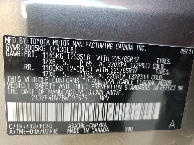Photo 10 from auction – 2011 TOYOTA RAV4 with VIN 2T3ZF4DV7BW091575