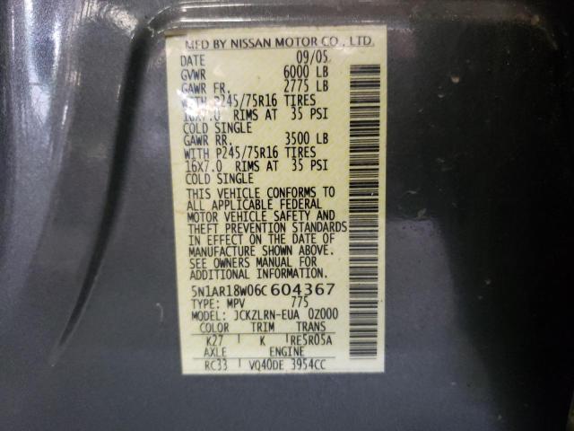 Photo 10 from auction – 2006 NISSAN PATHFINDER with VIN 5N1AR18W06C604367