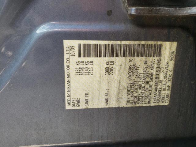 Photo 10 from auction – 2010 NISSAN MAXIMA S with VIN 1N4AA5AP2AC815106