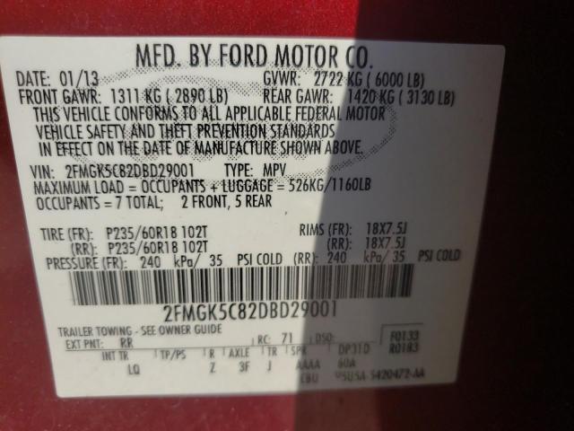 Photo 10 from auction – 2013 FORD FLEX SEL with VIN 2FMGK5C82DBD29001