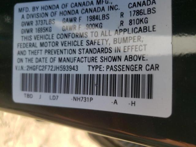 Photo 10 from auction – 2018 HONDA CIVIC EX with VIN 2HGFC2F72JH593943