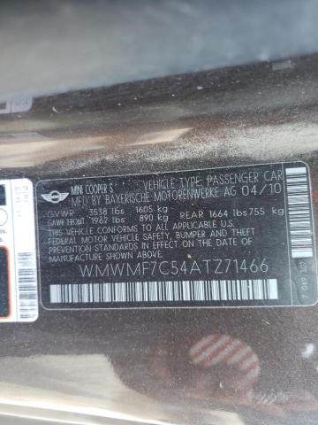 Photo 10 from auction – 2010 MINI COOPER S with VIN WMWMF7C54ATZ71466