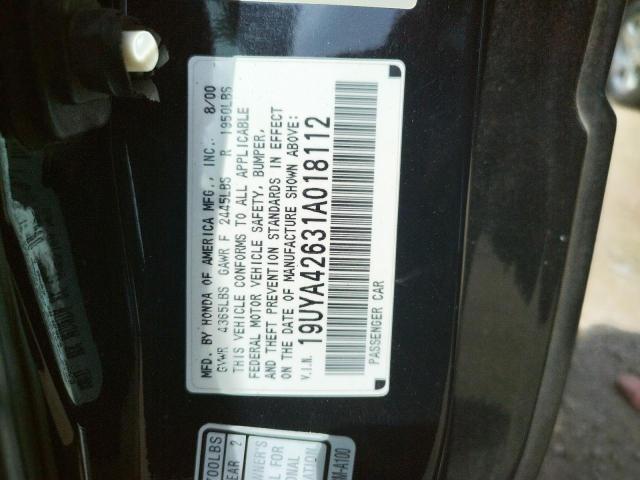 Photo 10 from auction – 2001 ACURA 3.2CL TYPE with VIN 19UYA42631A018112