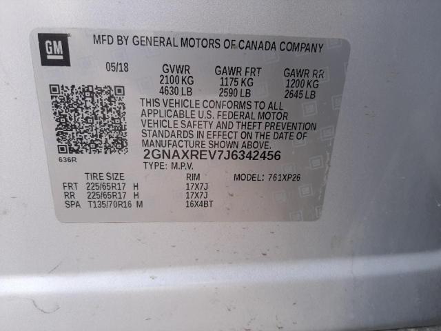 Photo 10 from auction – 2018 CHEVROLET EQUINOX LS with VIN 2GNAXREV7J6342456