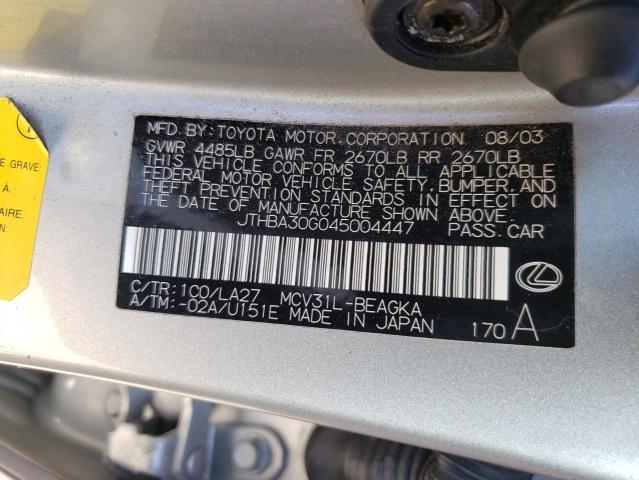Photo 10 from auction – 2004 LEXUS ES 330 with VIN JTHBA30G045004447