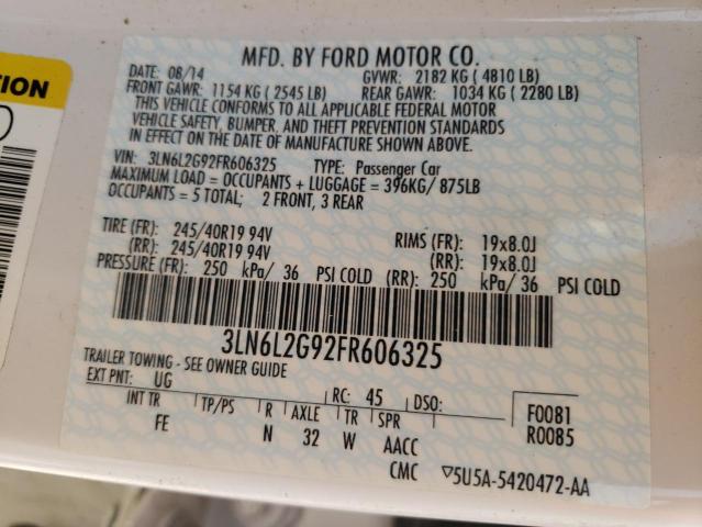 Photo 10 from auction – 2015 LINCOLN MKZ with VIN 3LN6L2G92FR606325