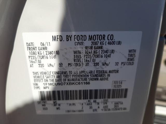 Photo 10 from auction – 2011 FORD ESCAPE XLT with VIN 1FMCU9D7XBKC61166