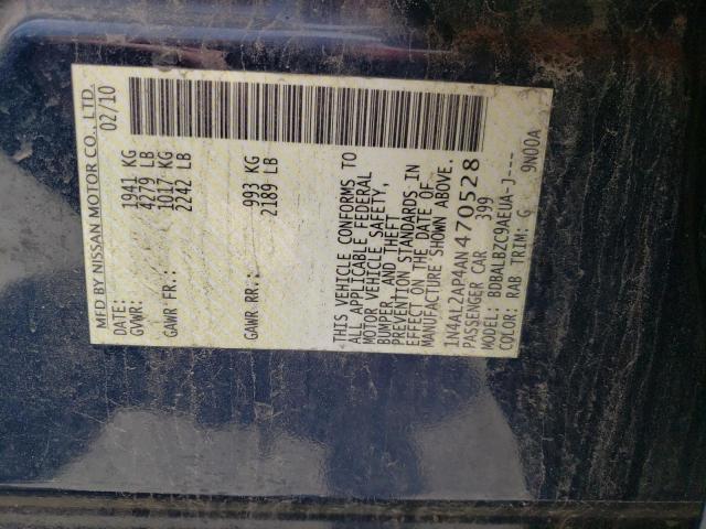 Photo 10 from auction – 2010 NISSAN ALTIMA BAS with VIN 1N4AL2AP4AN470528
