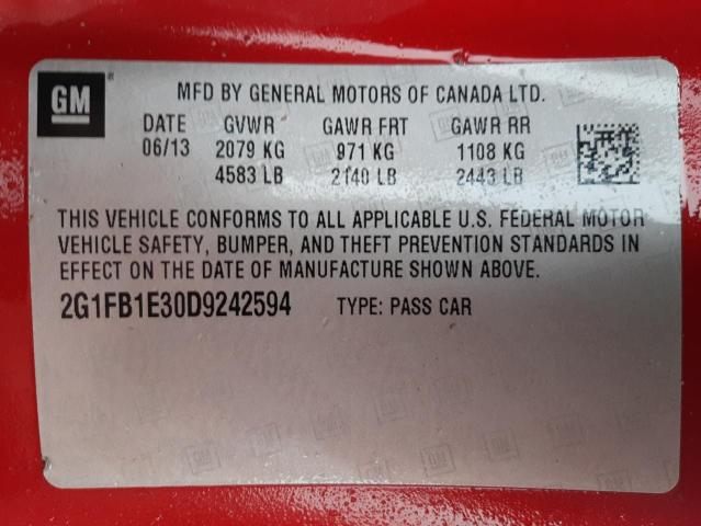 Photo 10 from auction – 2013 CHEVROLET CAMARO LT with VIN 2G1FB1E30D9242594