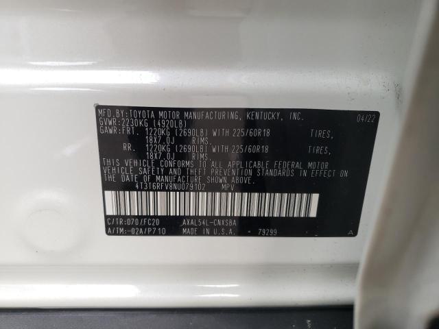 Photo 10 from auction – 2022 TOYOTA RAV4 SE with VIN 4T3T6RFV8NU079102