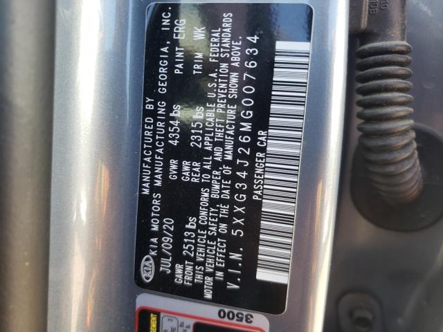 Photo 10 from auction – 2021 KIA K5 EX with VIN 5XXG34J26MG007634