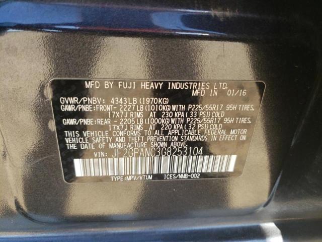 Photo 10 from auction – 2016 SUBARU CROSSTREK with VIN JF2GPANC3G8253104