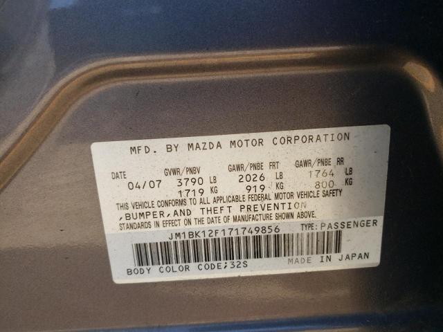 Photo 10 from auction – 2007 MAZDA 3 I with VIN JM1BK12F171749856