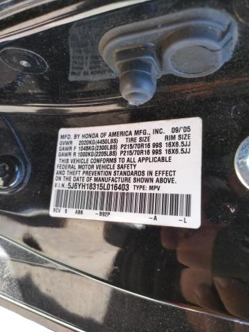Photo 10 from auction – 2005 HONDA ELEMENT LX with VIN 5J6YH18315L016403