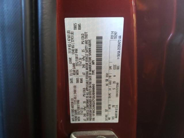 Photo 10 from auction – 2016 FORD ESCAPE SE with VIN 1FMCU9GX7GUB98860