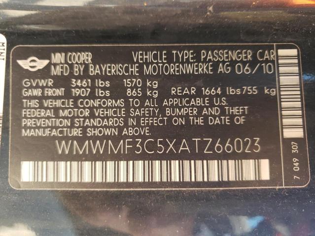 Photo 10 from auction – 2010 MINI COOPER with VIN WMWMF3C5XATZ66023