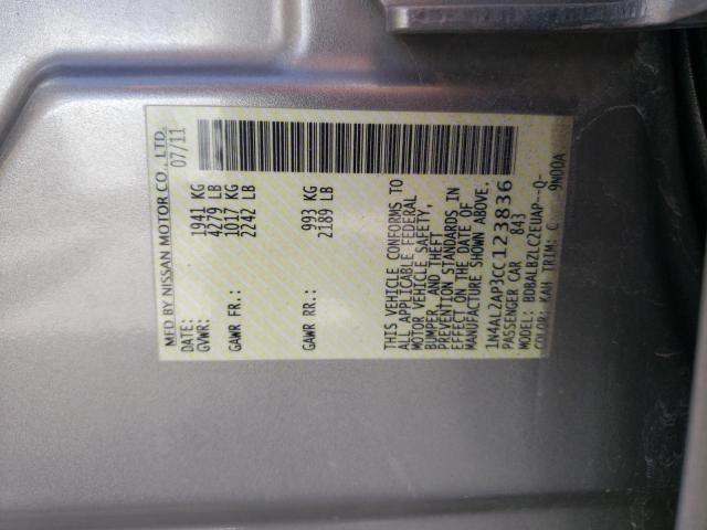Photo 10 from auction – 2012 NISSAN ALTIMA BAS with VIN 1N4AL2AP3CC123836