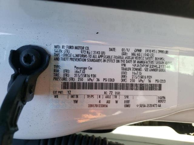 Photo 10 from auction – 2017 FORD FOCUS SE with VIN 1FADP3F22HL217346