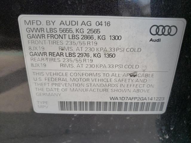 Photo 10 from auction – 2016 AUDI Q5 PREMIUM with VIN WA1D7AFP2GA141223