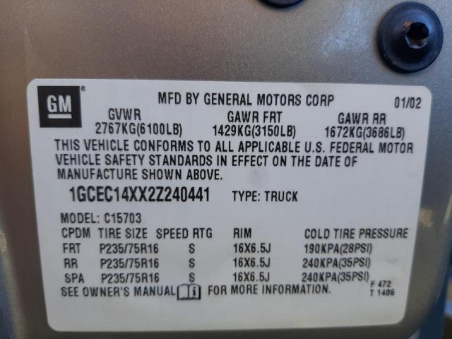 Photo 10 from auction – 2002 CHEVROLET SILVERADO with VIN 1GCEC14XX2Z240441