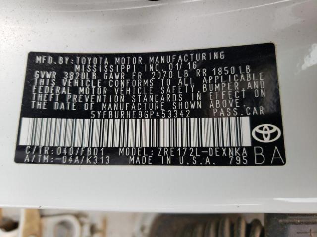 Photo 10 from auction – 2016 TOYOTA COROLLA L with VIN 5YFBURHE9GP453342