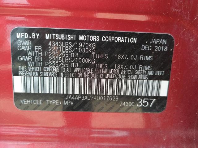 Photo 10 from auction – 2019 MITSUBISHI OUTLANDER with VIN JA4AP3AU7KU017628