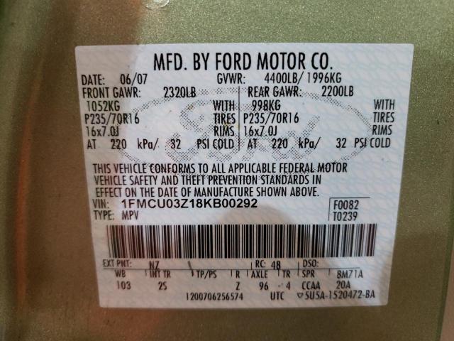 Photo 10 from auction – 2008 FORD ESCAPE XLT with VIN 1FMCU03Z18KB00292