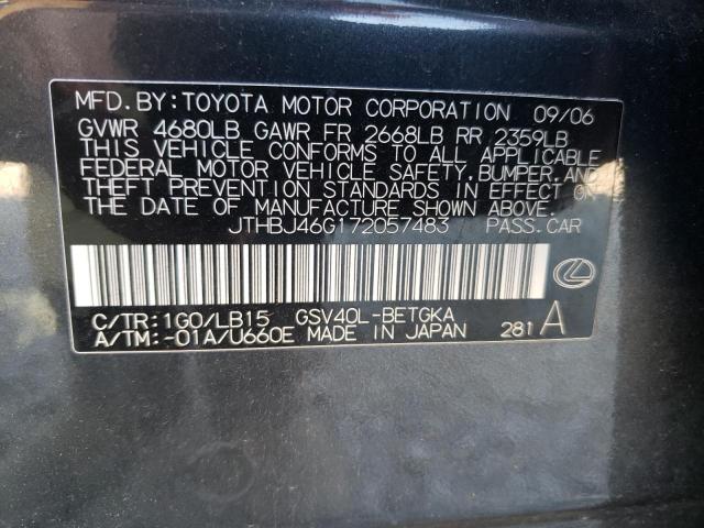 Photo 10 from auction – 2007 LEXUS ES 350 with VIN JTHBJ46G172057483