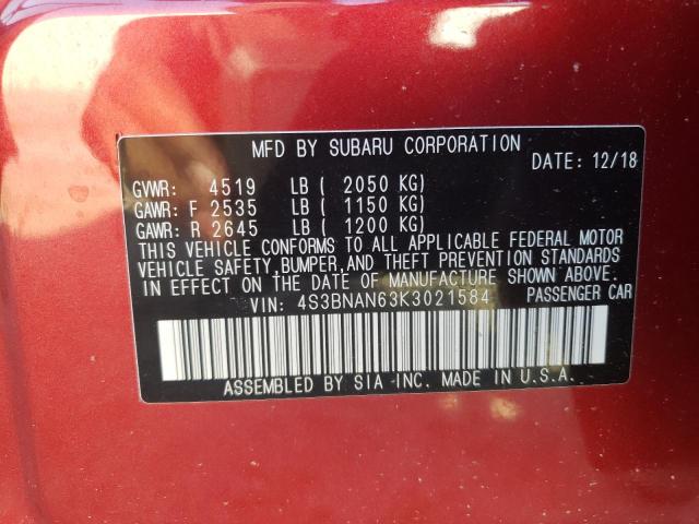 Photo 10 from auction – 2019 SUBARU LEGACY 2.5 with VIN 4S3BNAN63K3021584