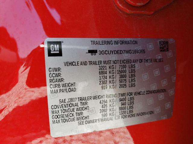 Photo 10 from auction – 2021 CHEVROLET SILVERADO with VIN 3GCUYDED7MG169365