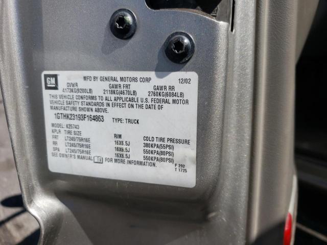 Photo 10 from auction – 2003 GMC SIERRA K25 with VIN 1GTHK23193F164863