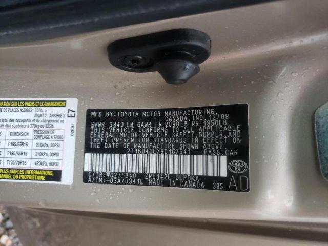 Photo 10 from auction – 2009 TOYOTA COROLLA BA with VIN 2T1BU40E79C167541