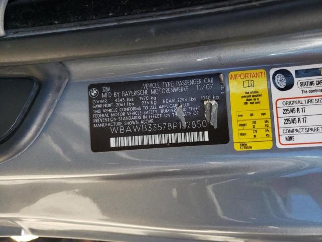 Photo 10 from auction – 2008 BMW 328 I with VIN WBAWB33578P132850