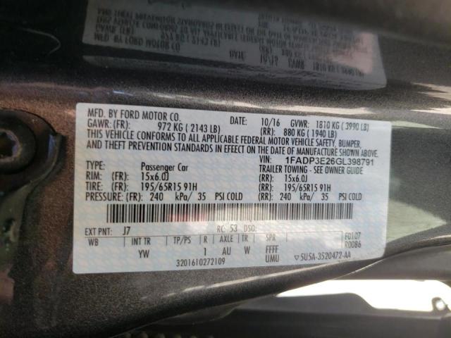 Photo 10 from auction – 2016 FORD FOCUS S with VIN 1FADP3E26GL398791