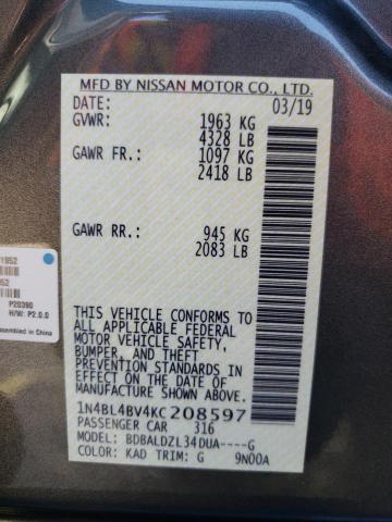Photo 10 from auction – 2019 NISSAN ALTIMA S with VIN 1N4BL4BV4KC208597