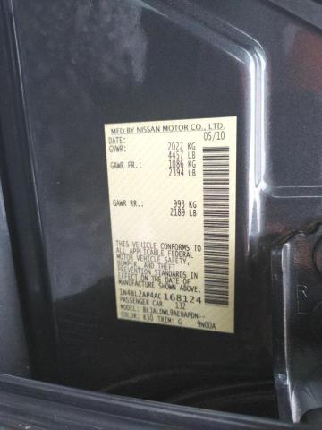 Photo 10 from auction – 2010 NISSAN ALTIMA SR with VIN 1N4BL2AP4AC168124
